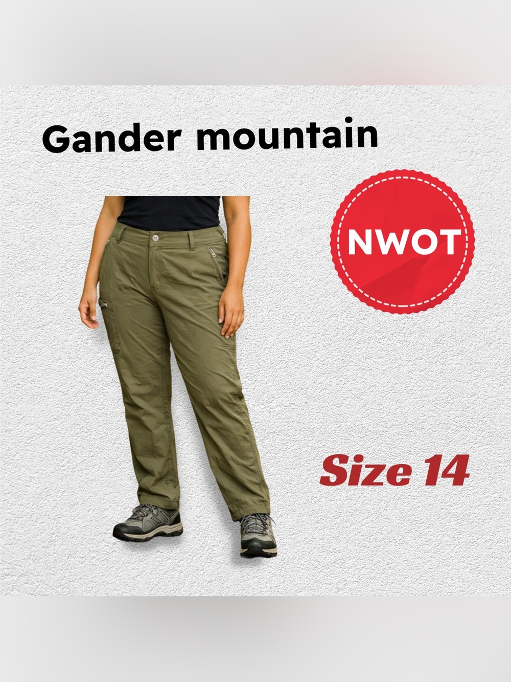 🇺🇸🆕 NWOT GANDER MOUNTAIN | S 14 | Casual Hiking & Travel olive cargo pants